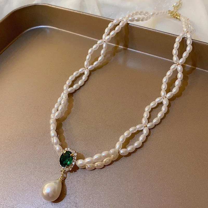 27# Necklace-White Water Drops Pearl