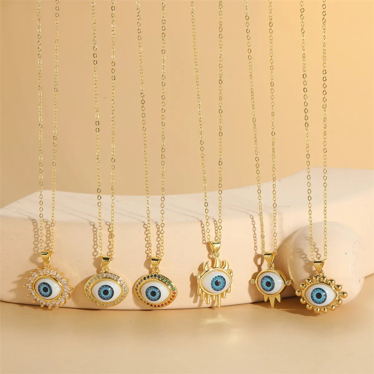 Necklaces For Grown Lives-Ethnic Style Devil's Eye Brass Plating Inlay Resin 14k Gold Plated Women's Pendant Necklace