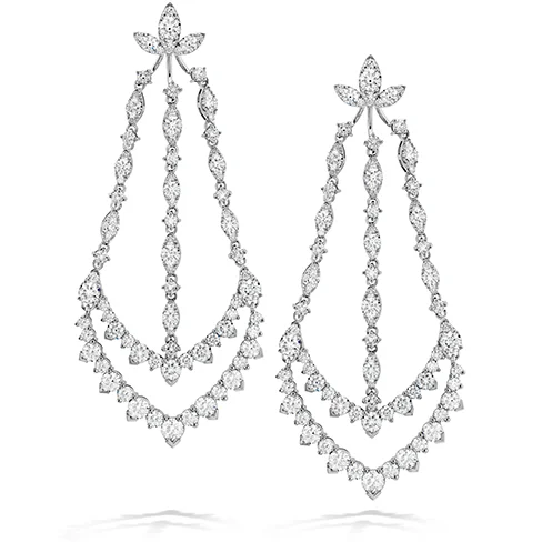 Earrings For Soft Ends-Hearts On Fire Aerial Triple Diamond Chandelier Earrings