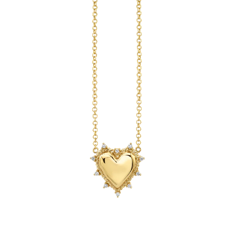 Necklaces For Lounge Glow-Petite Heart Twist Necklace - White Diamond / 14k Yellow Gold