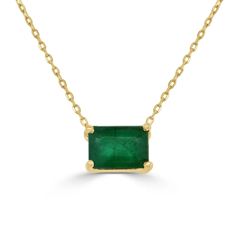 Necklaces Rate Tips-14k Gold & Green Emerald Necklace