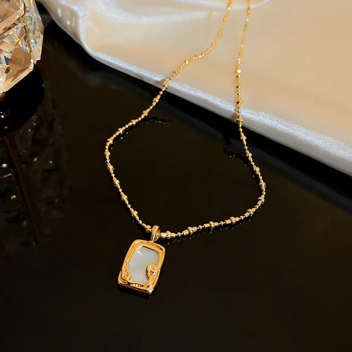 1# Real Gold Plated Gold Square Plate Necklace