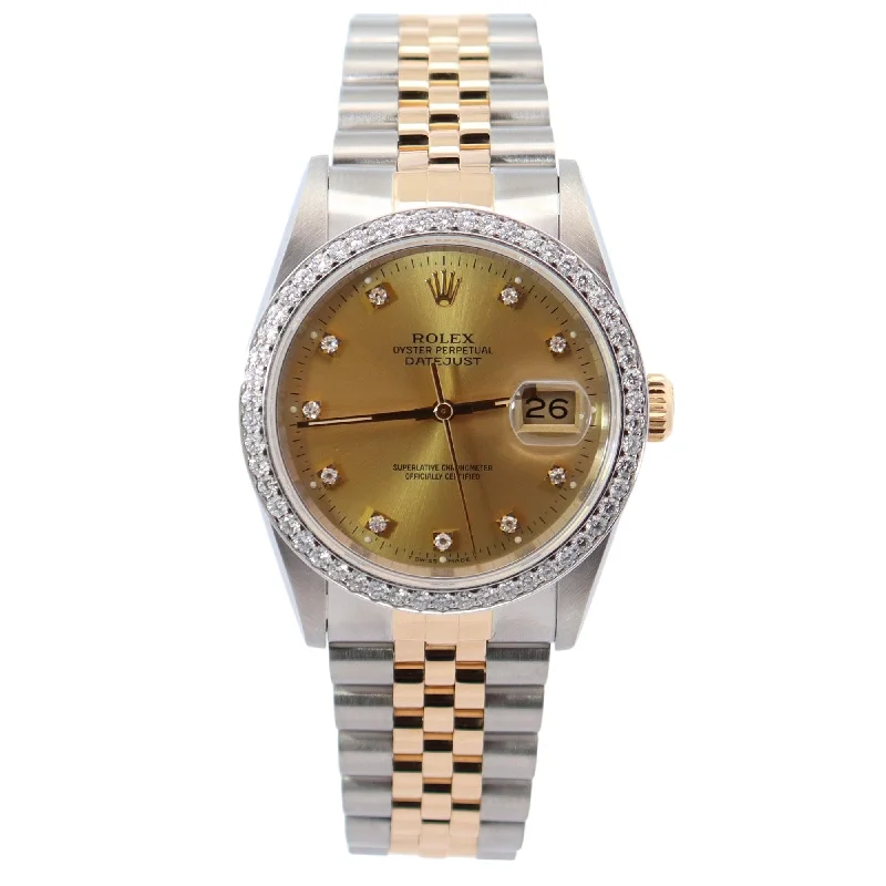 Watches Spark Hacks-Rolex Datejust 36mm Champagne Dial Watch Ref# 16233