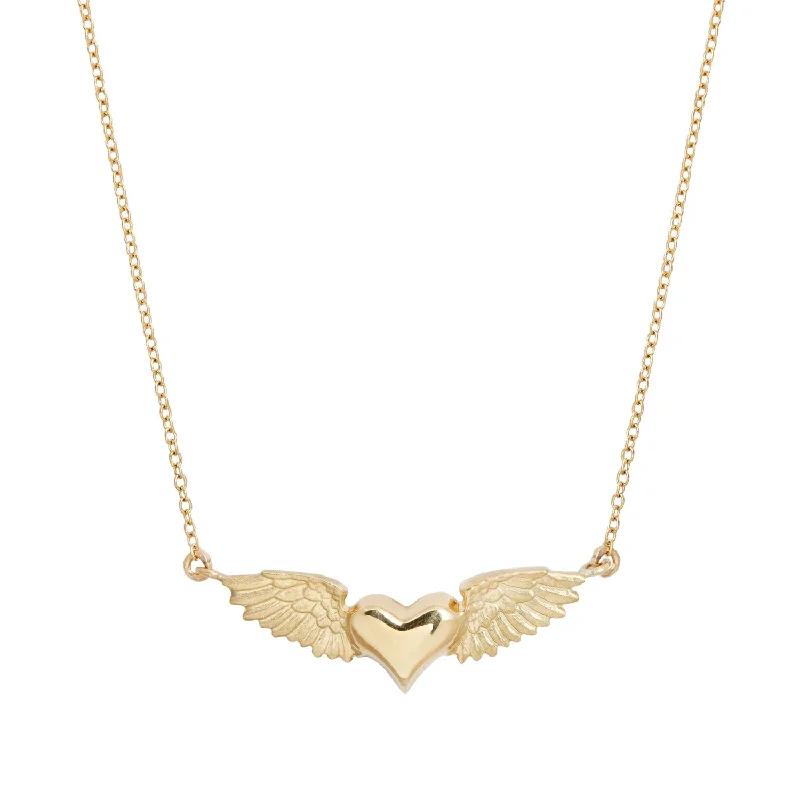 Most Firm Necklaces-Gold Flying Heart Necklace