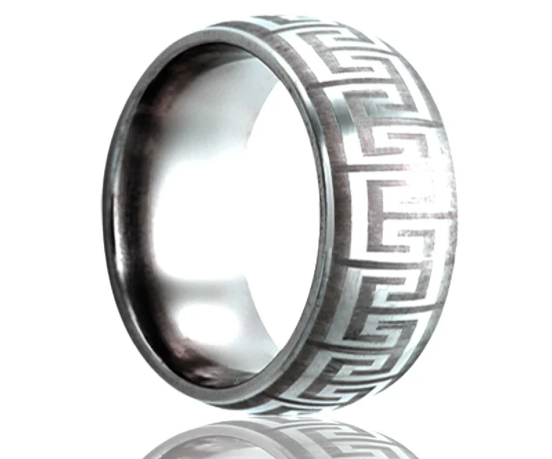 Rings Flair Rituals-Cobalt Dome Laser Engraved Geometric Ring