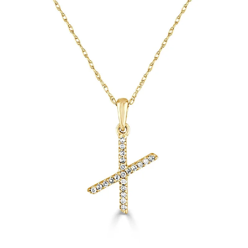 Necklaces For Pack Light-14k Gold & Diamond Initial Necklace- X