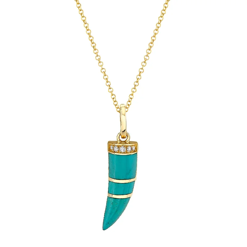 Necklaces For Crisp Wear-Horn Pendant - Turquoise / 14k Yellow Gold