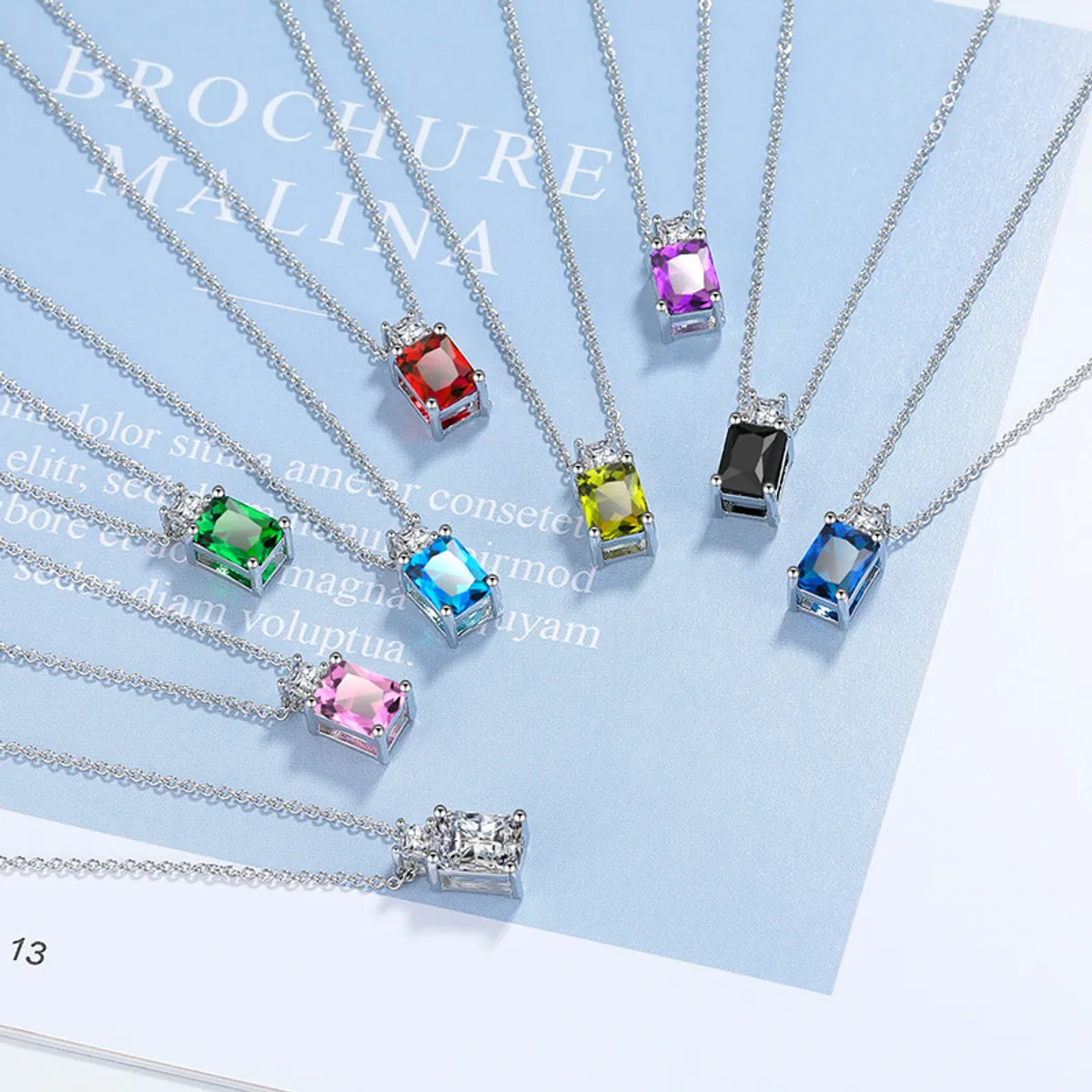 Light Necklaces For Airy Feel-Copper Sweet Simple Style Shiny Hollow Out Inlay Square Zircon Pendant Necklace