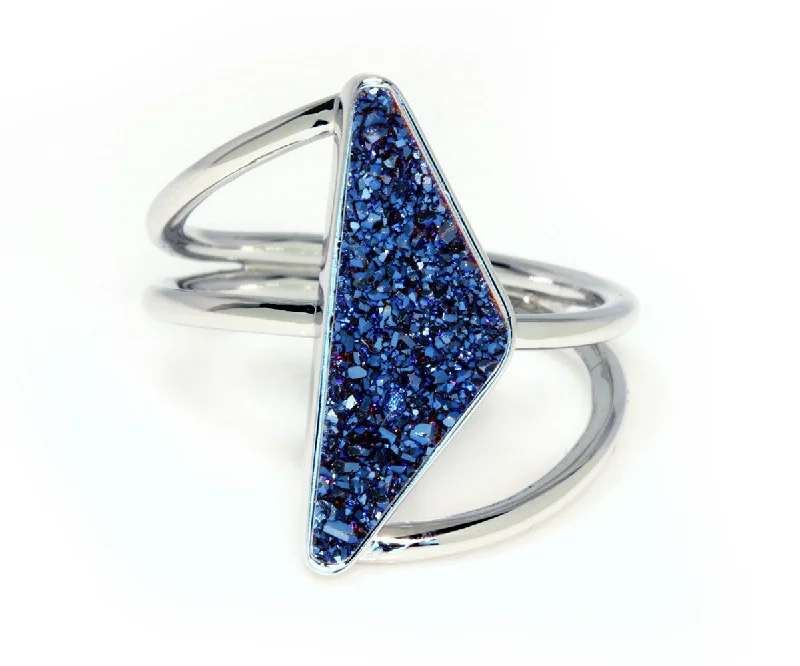 Rings Mount Stability-Double Twist Blue Druzy Ring