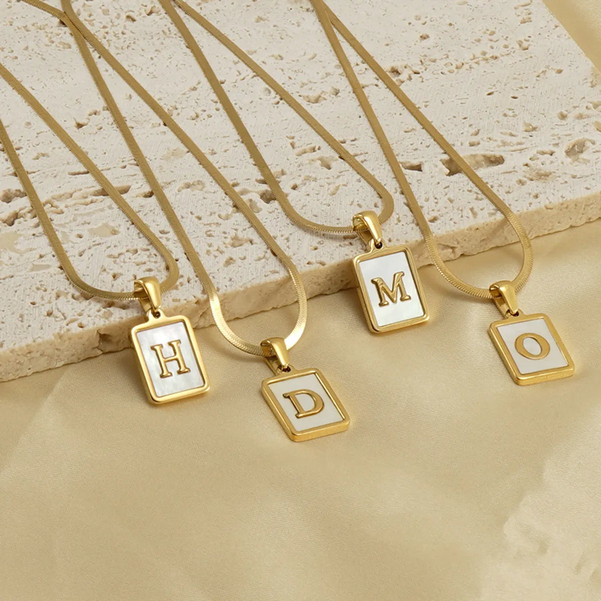 Pure Necklaces For Charm-Casual French Style Letter Stainless Steel Plating Inlay Shell 18k Gold Plated Pendant Necklace