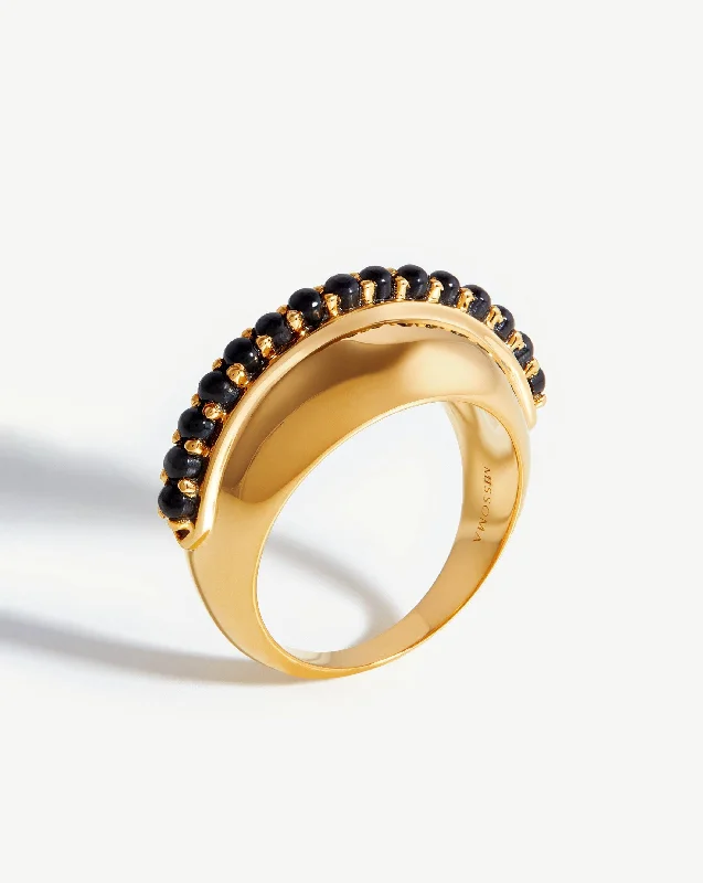 Rings Caliber Tips-Dome Gemstone Ring | 18ct Gold Plated/Black Onyx