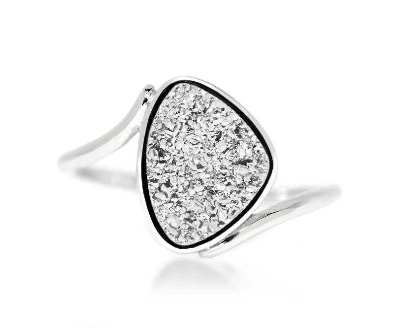 Rings For Cosmic Trends-Bypass Trillion Platinum Druzy Ring