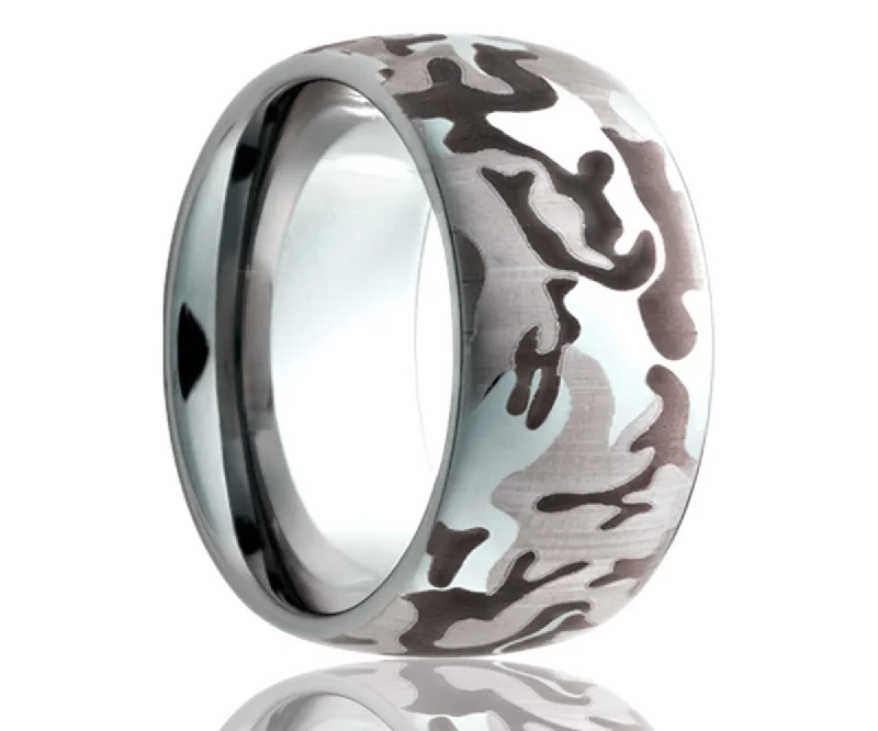 Rings For Sharp Cuts-Domed Urban Camo Engraved Titanium Ring