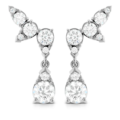 Earrings For Fine Ties-Hearts On Fire Aerial Diamond Drop Ear Vine Earrings