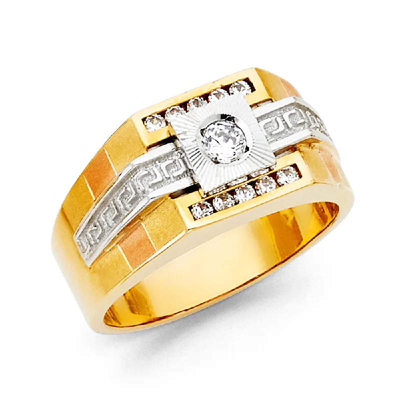 Rings Fortitude Marks-14K Solid Gold 10MM CZ Men's Ring