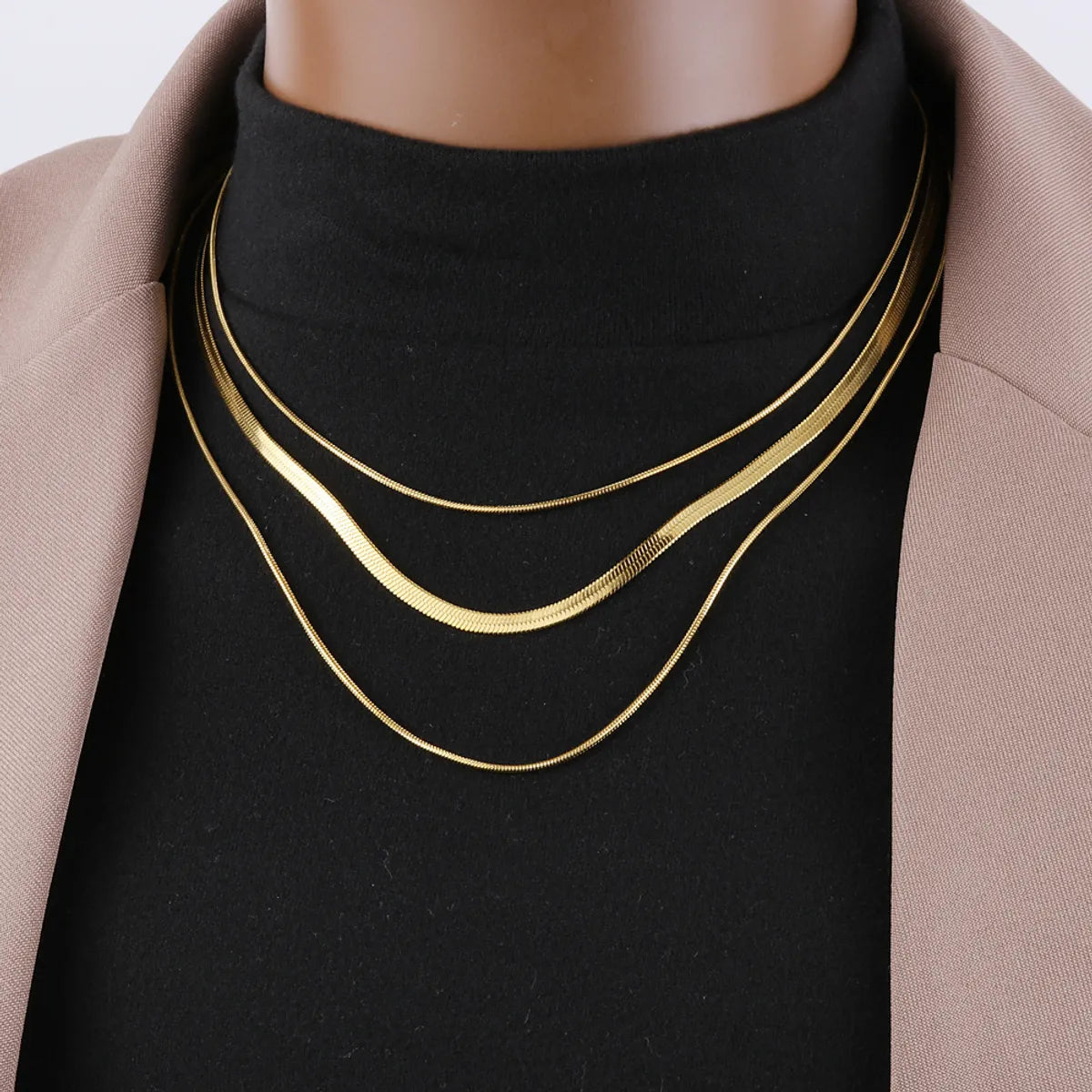 Best Airy Necklaces-Titanium Steel Hip-Hop Solid Color Plating Layered Necklaces