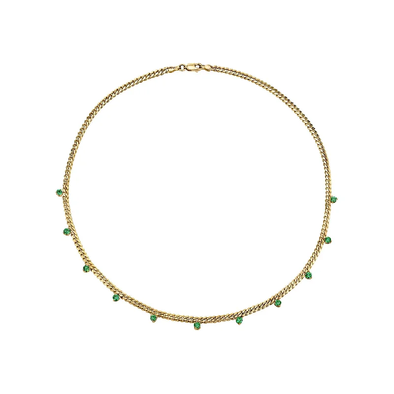 Necklaces For Cool Hues-Emerald Linked Darling Necklace - Emerald / 14k Yellow Gold