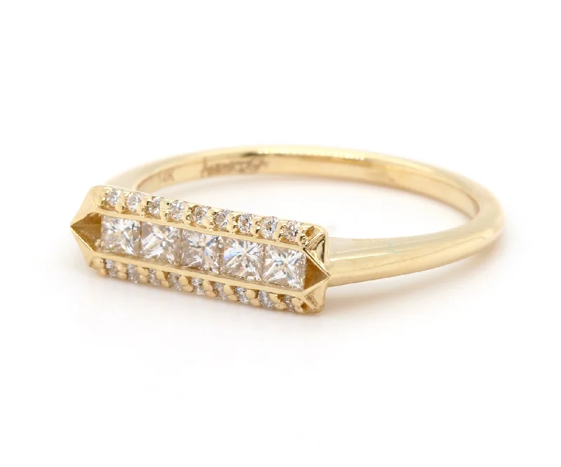 Rings Grab Insights-Art Deco Princess Diamond Gold Ring