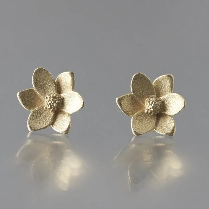 Earrings For Calm Wear-Magnolia 18 Karat Gold Post Earrings