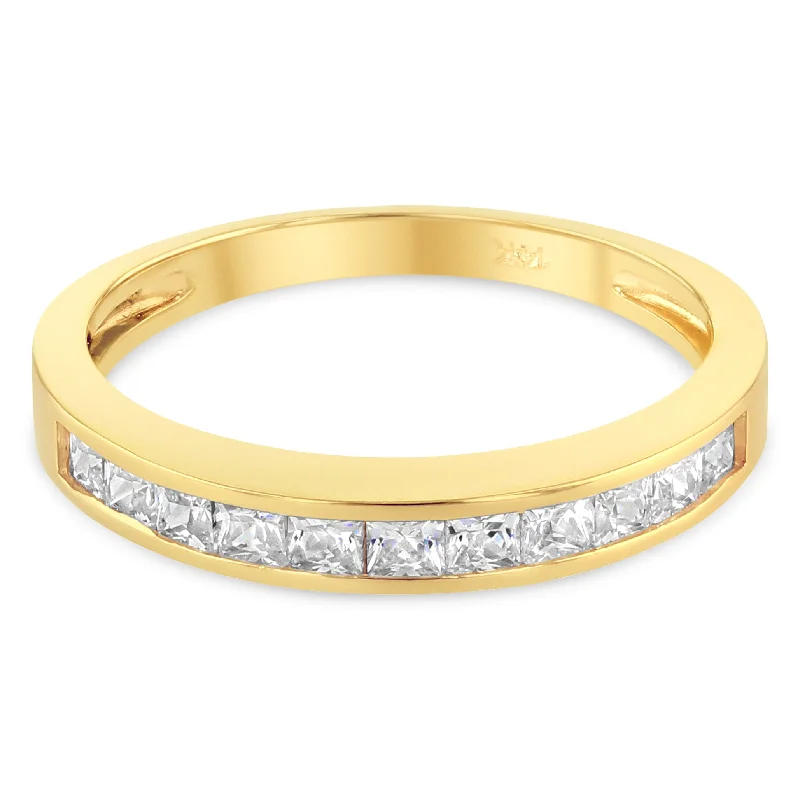 Rings Grab Insights-14K Solid Gold 2MM CZ Wedding Band