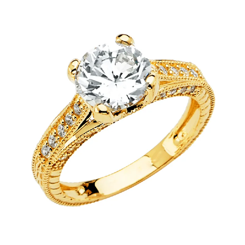 Rings Upkeep Hacks-14K Solid Gold Round Cut CZ Vintage Wedding Engagement Ring