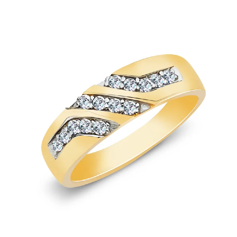 Rings Vibe Enhancers-14K Solid Gold CZ Men's Band Ring