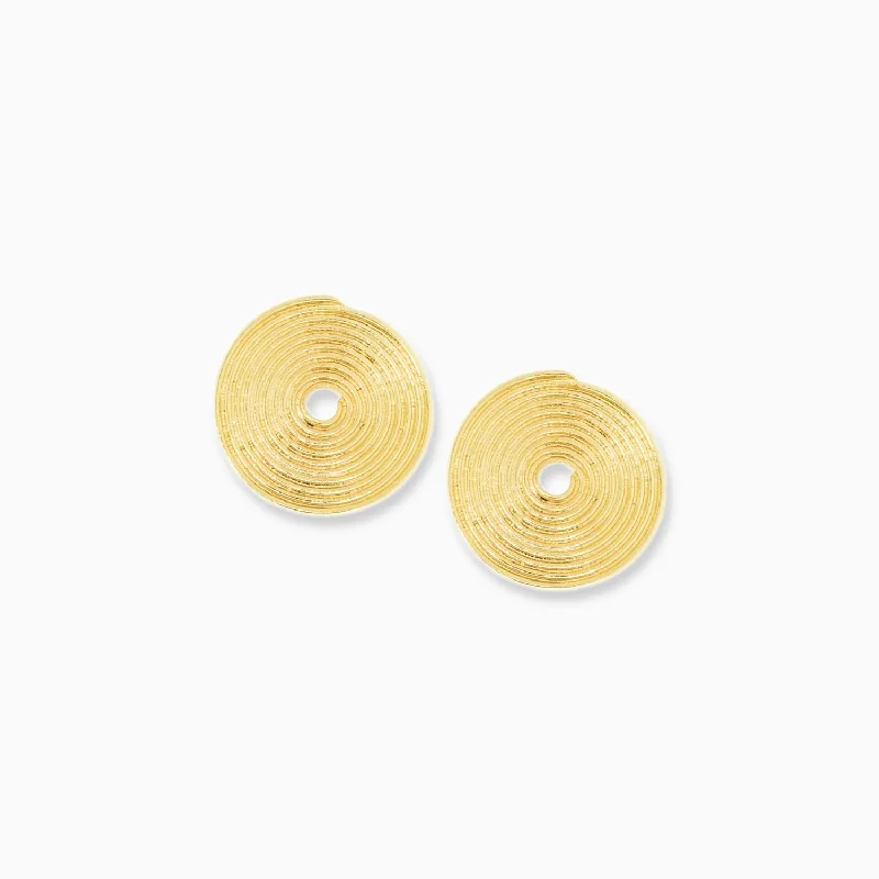 Earrings For Low Brows-large spiral stud earring