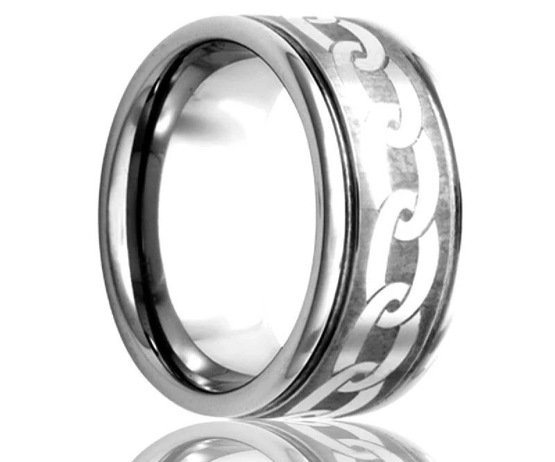 Rings For Small Grips-Cobalt Deep Groove Laser Engraved Chain Ring