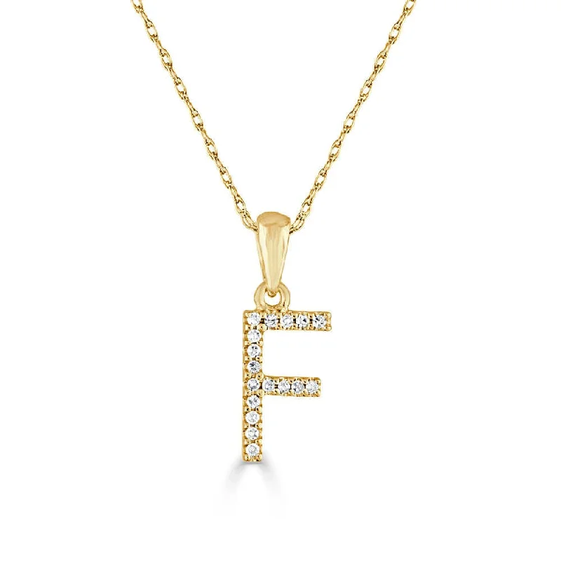 Necklaces Coat Types-14k Gold & Diamond Initial Necklace- F