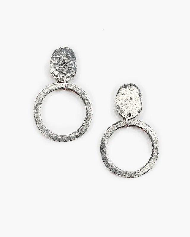 Earrings For Hot Days-Medium Hammered Circle Post Top Earring (ER497)