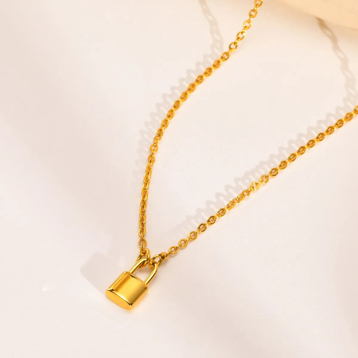 Necklaces For Self Shine-Simple Style Lock Stainless Steel Necklace Plating Stainless Steel Necklaces