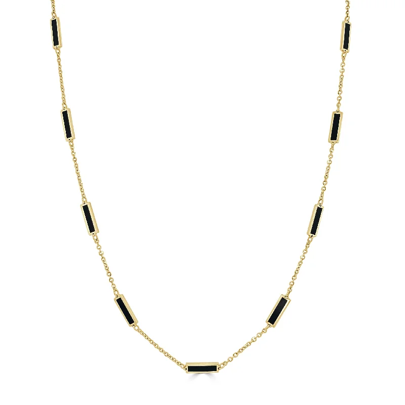 Necklaces With Odd Shine-14k Gold & Onyx Station Necklace