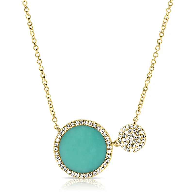 Necklaces For Old Grace-14k Gold & Turquoise Circle Necklace