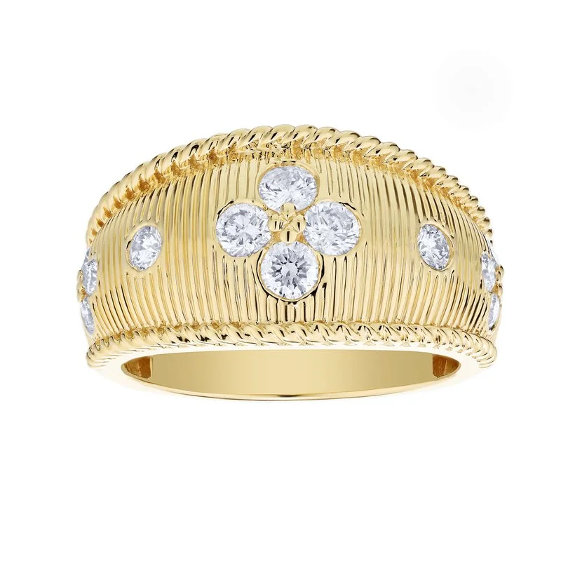 Rings For Curious Tots-14k Yellow Gold Textured Diamond Band