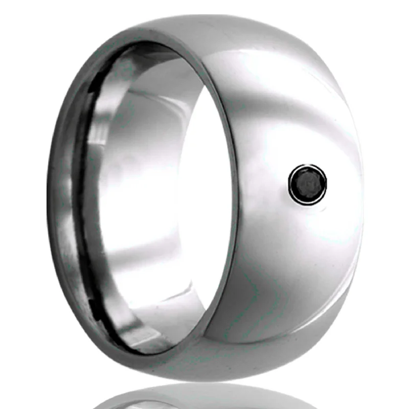 Rings For Frenzied Moments-Men's Dome Tungsten Black Diamond Ring