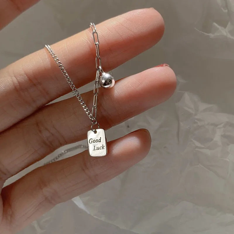 Necklaces Swap Guide-Sterling Silver Simple Style Diamond Letter Rectangle Pendant Necklace