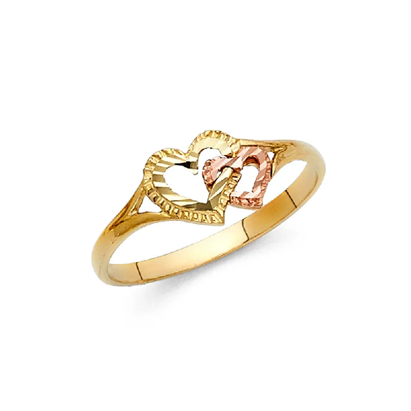 Muted Rings For Stealth-14K Solid Gold Fancy Interlocked Heart Ring