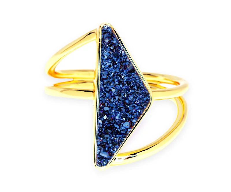 Rings For Thumb Appeal-Double Twist Blue Druzy 14K Gold Ring