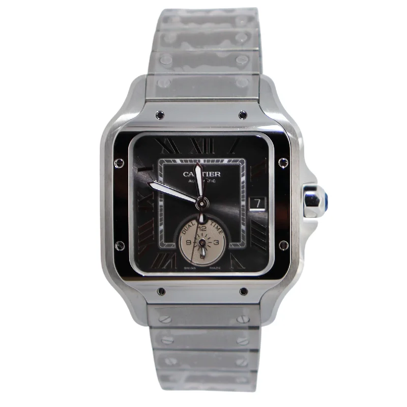 Watches Care Hacks-Cartier Santos 40mm Grey Dial Watch Ref# WSSA0076