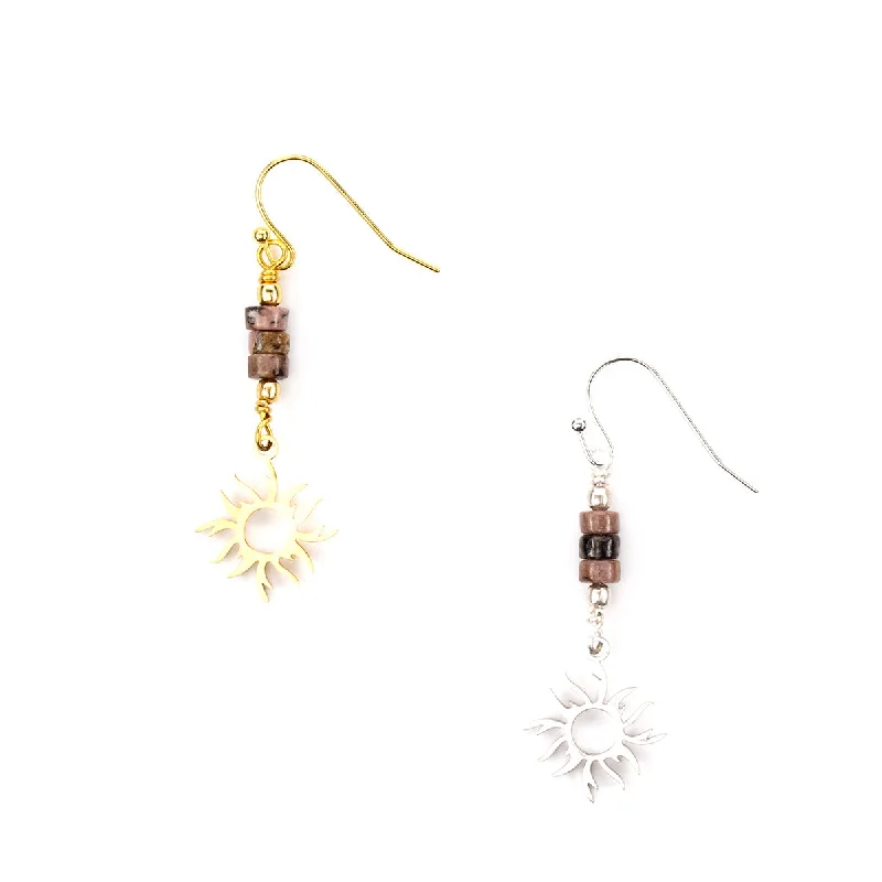 Earrings For Chill Meets-El Farol Gemstone and Sun Charm Earring