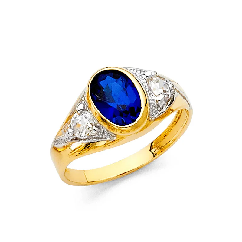 Grand Rings For Majesty-14K Solid Gold Blue CZ Ring