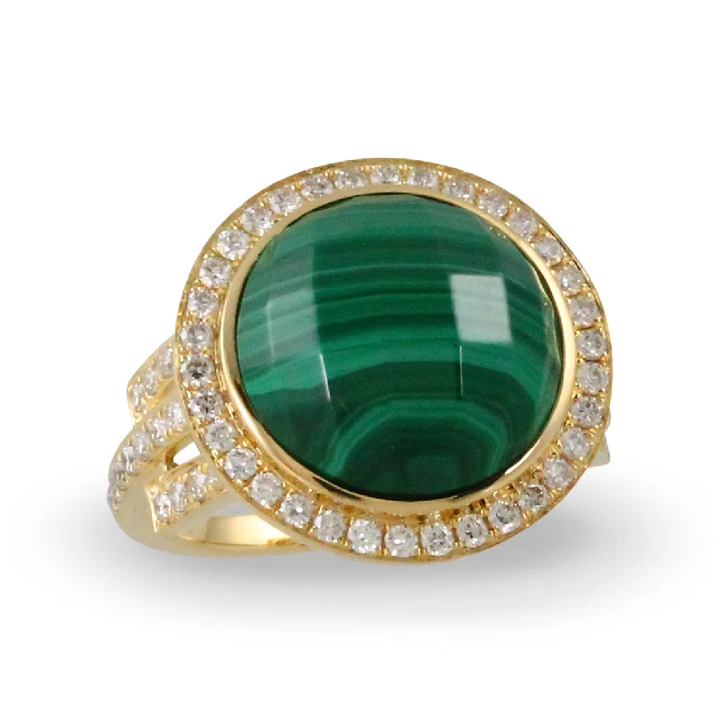 Rings For Soft Flair-Malachite and Diamond Ring