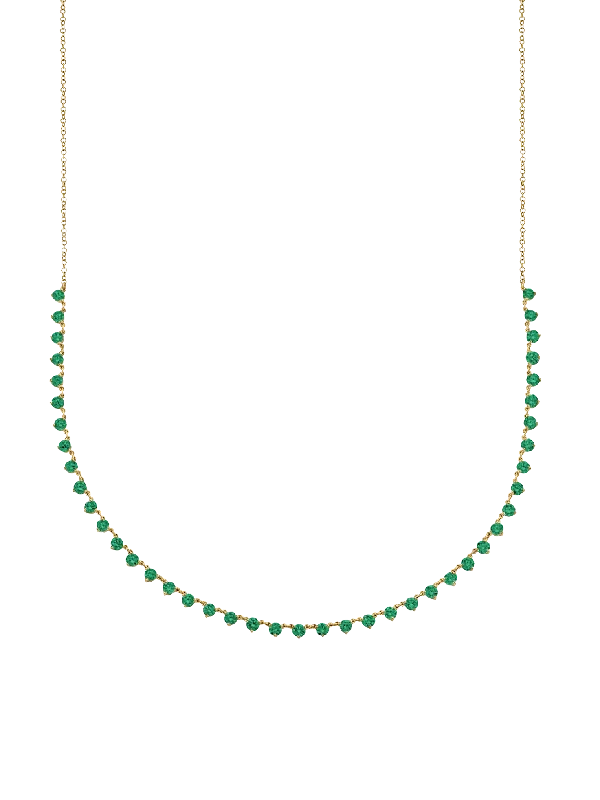 Necklaces Wear Rules-Floating Necklace - Emerald / 14k Yellow Gold