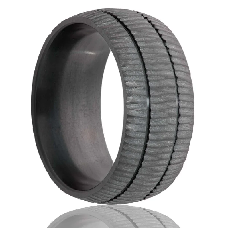 Rings Cling Tips-Dome Zirconium Band with a Treebark Finish Ring