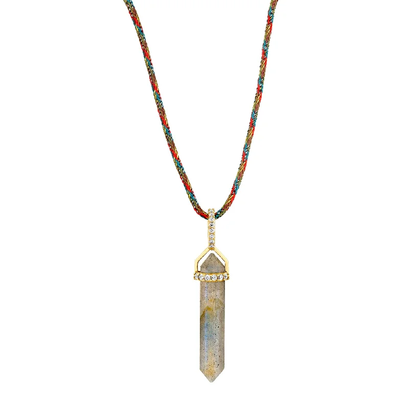 Necklaces For Slow Nights-Diamond Prism Pendant - Labradorite / 14k Yellow Gold