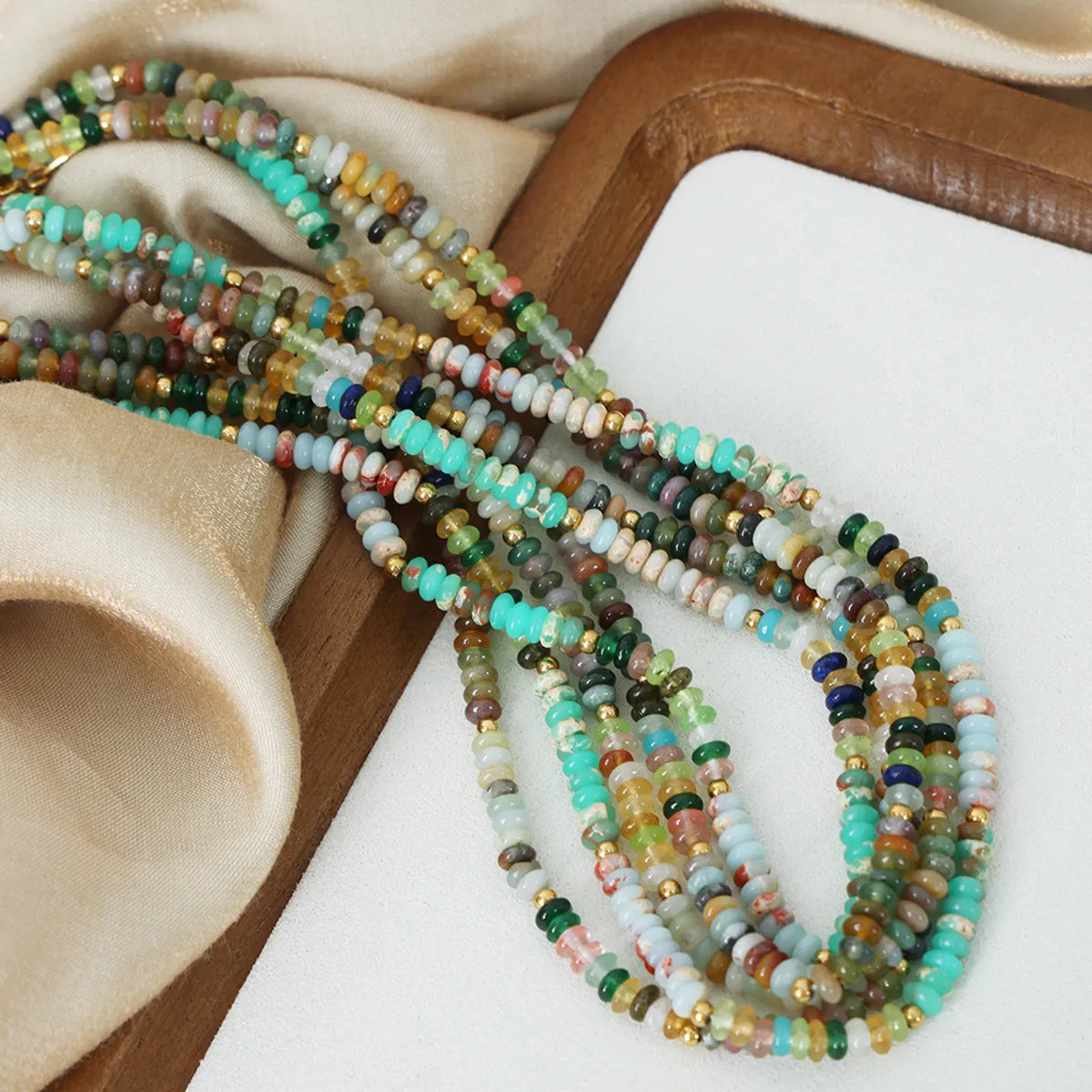 Best Cheap Necklaces-Elegant Colorful Natural Stone Beaded Plating 18k Gold Plated Necklace