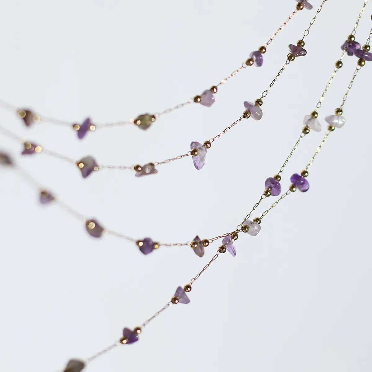 Necklaces Clasp Hold-Xl092 Amethyst Irregular Golden Balls Gravel Crystal Necklace Short Chain Titanium Steel Plated 18k Gold Color Protection Live Broadcast