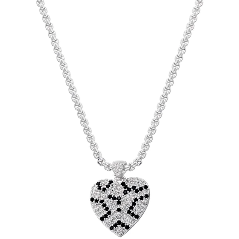 White Gold Color Leopard Love Necklace