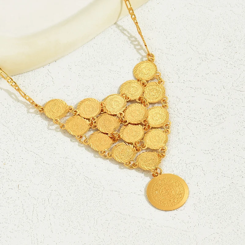 Necklaces For Flat Beam-Vintage Style Simple Style Coin Copper 18k Gold Plated Pendant Necklace In Bulk