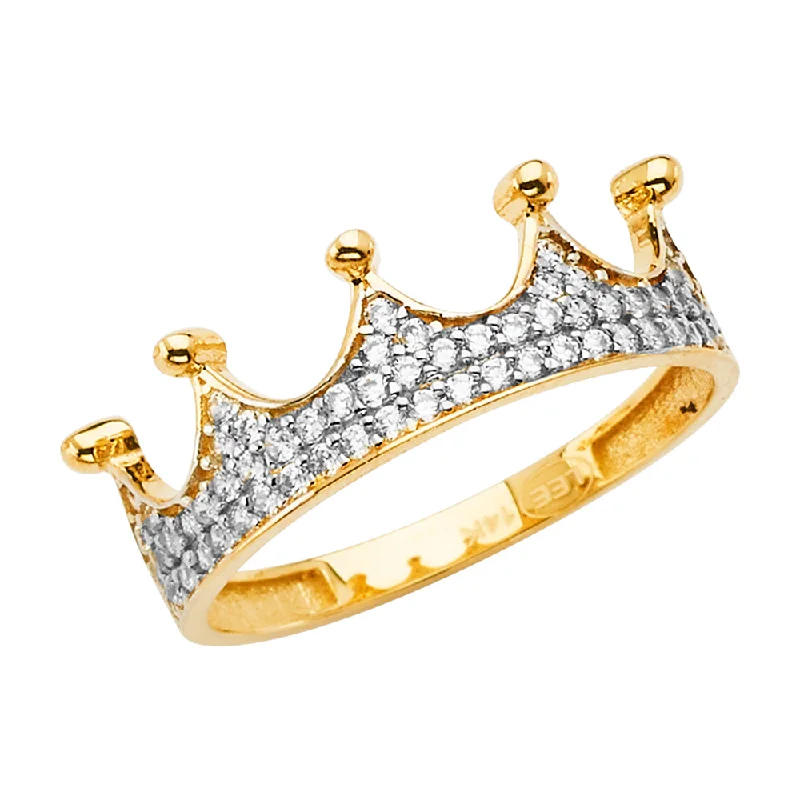 Grab Rings For Smart Savings-14K Solid Gold Princess Crown OR Tiara Ring For Girls